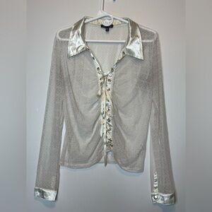 Current Mood PRIMROSE ROMANCE LACE-UP SHIRT XXL